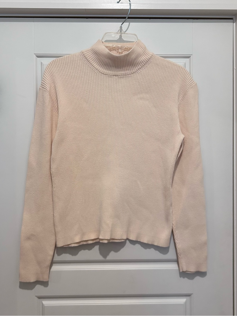 Vintage Haggar Cream Ribbed Turtleneck Sweater 100% Cotton